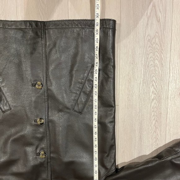 EDDIE BAUER MENS Medium Dark Brown Genuine LEATHER Button Down QuiltLined JACKET - Picture 15 of 15